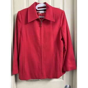 Sag Harbor‎ Women's 8P Red Full Zip Wool Lined with Pockets Jacket Coat Blazer